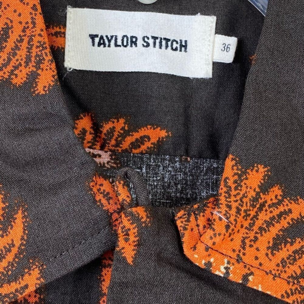 Taylor Stitch The Short Sleeve Hawthorne in Mirage Palm Linen Blend Button Up XS - Picture 4 of 7